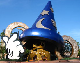 Mickey's giant sorcerer hat from his role in the movie Fantasia.  This is the symbol of Disney-MGM Studios.