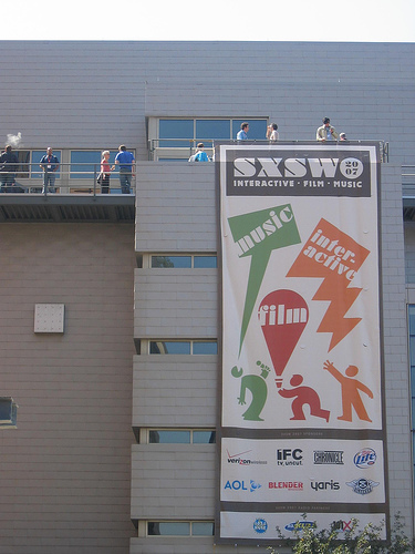 SXSW banner at Austin Convention Center (courtesy skunks at flickr's Creative Commons.)