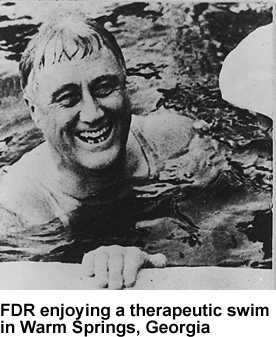 FDR in the pool at his Little White House, Warm Springs, Georgia (courtesy National Park Service)