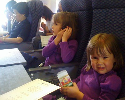 We discovered that the airplane is its own amusement for a lot of the trip (courtesy Laura Bond Williams)