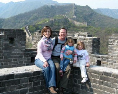 Williams family at the Great Wall, China (courtesy Laura Bond Williams)