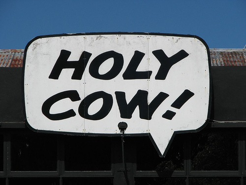 Holy Cow sign (courtesy jcolman at Flickr CC)