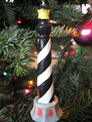 Cape Hatteras NC lighthouse Christmas ornament (photo by Sheila Scarborough)