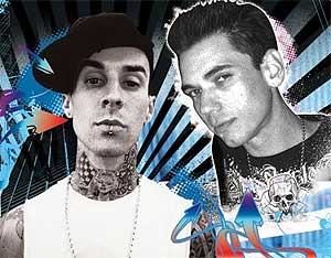 Travis Barker and DJ AM performing at Pure in Vegas