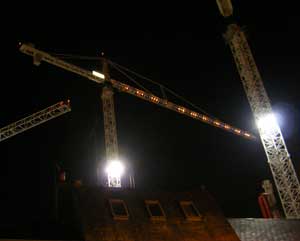 The tallest crane in Ireland lit up for christmas