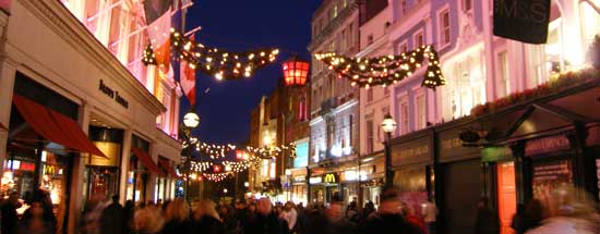 Grafton Street in Dublin lit up for Christmas