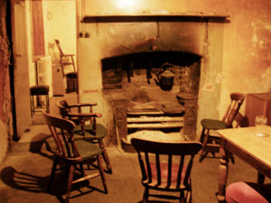 Luker's Pub in Shannonbridge, the old living room and victorian fireplace