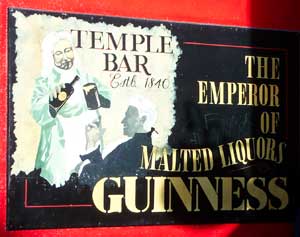 Sign for the Temple Bar in Dublin's Temple Bar neighbourhood