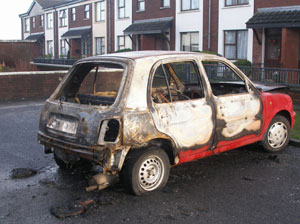 burnt out car in Ireland