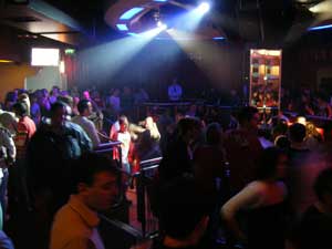flashing lights, fog machines and the crowd in Karma nightclub, Athlone