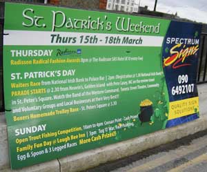 Saint Patrick's Day sign in Athlone