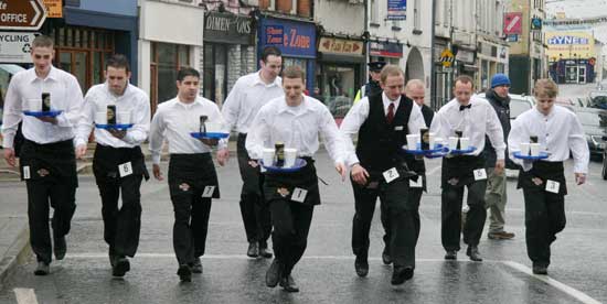 Athlone waiters race in the Saint Patrick's day parade