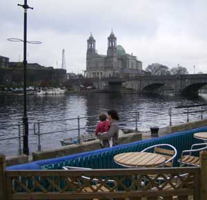 The view across the river shannon from the fishing tackle and cafe in athlone