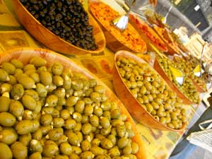olives on display at the French Market in Athlone