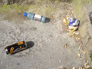 rubbish on the old Athlone town bridge steps