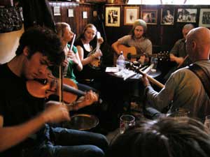 Traditional Irish music session in Seans bar in Athlone