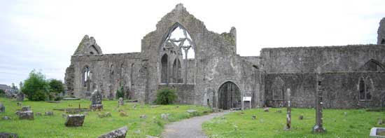Athenry Priory in county galway, external view across the graveyard