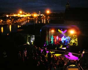 Rock band in Athlone Castle with view down over the river Shannon