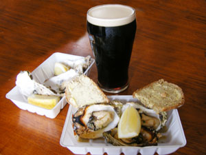 oysters and murphy's irish stout in Sean's Bar, Athlone