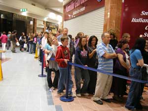 Athlonians queue in the golden island shopping centre for harry potter