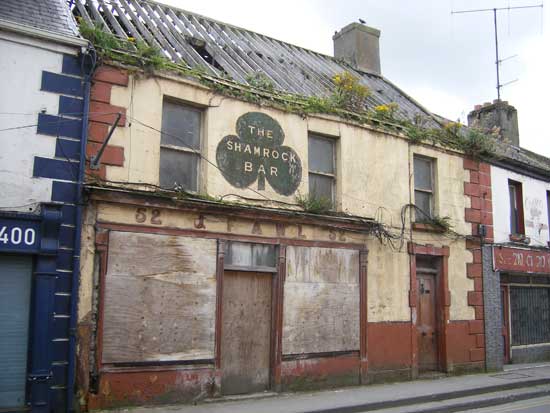 The boarded-up Shamrock Bar on Connacht Street in Athlone
