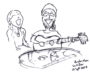 sketch of amber moon playing sean's bar in athlone by sean lightholder