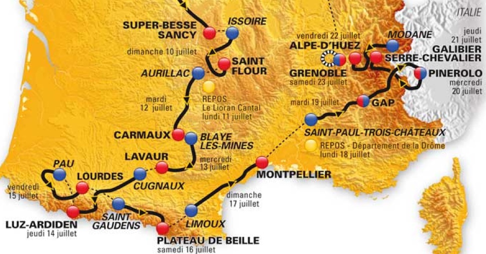 2011 Tour de France Route Map