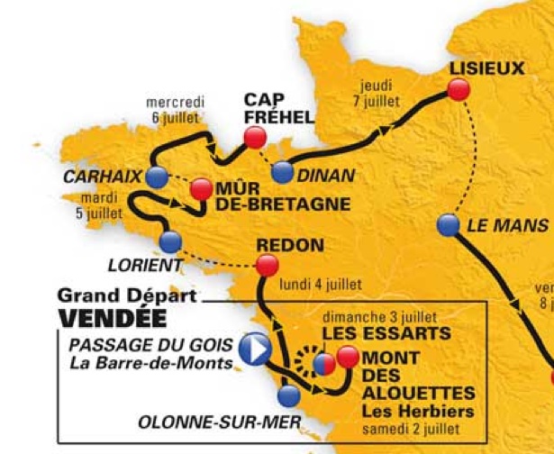 2011 Tour de France Route Map