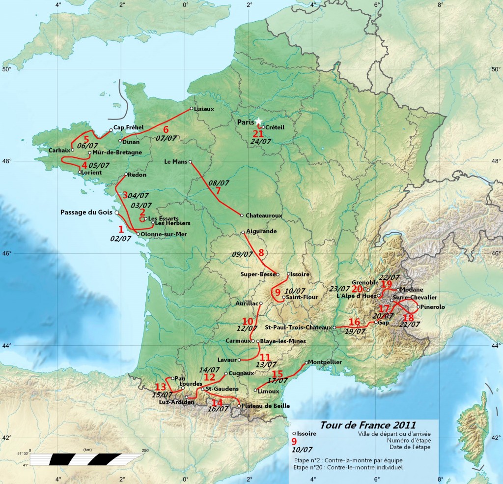 Tour de France Route Map 2011