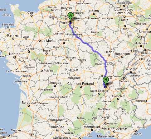 Directions Paris to Lyon