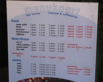 Coffeeshop menu
