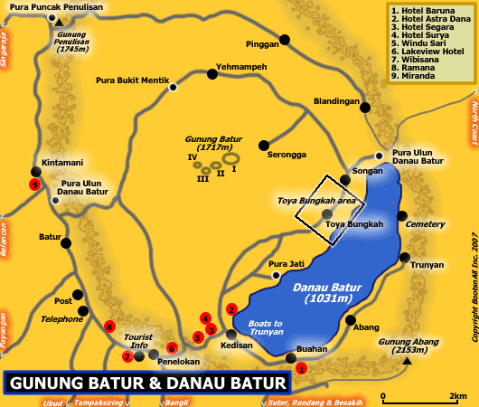map of gunung batur & lake batur