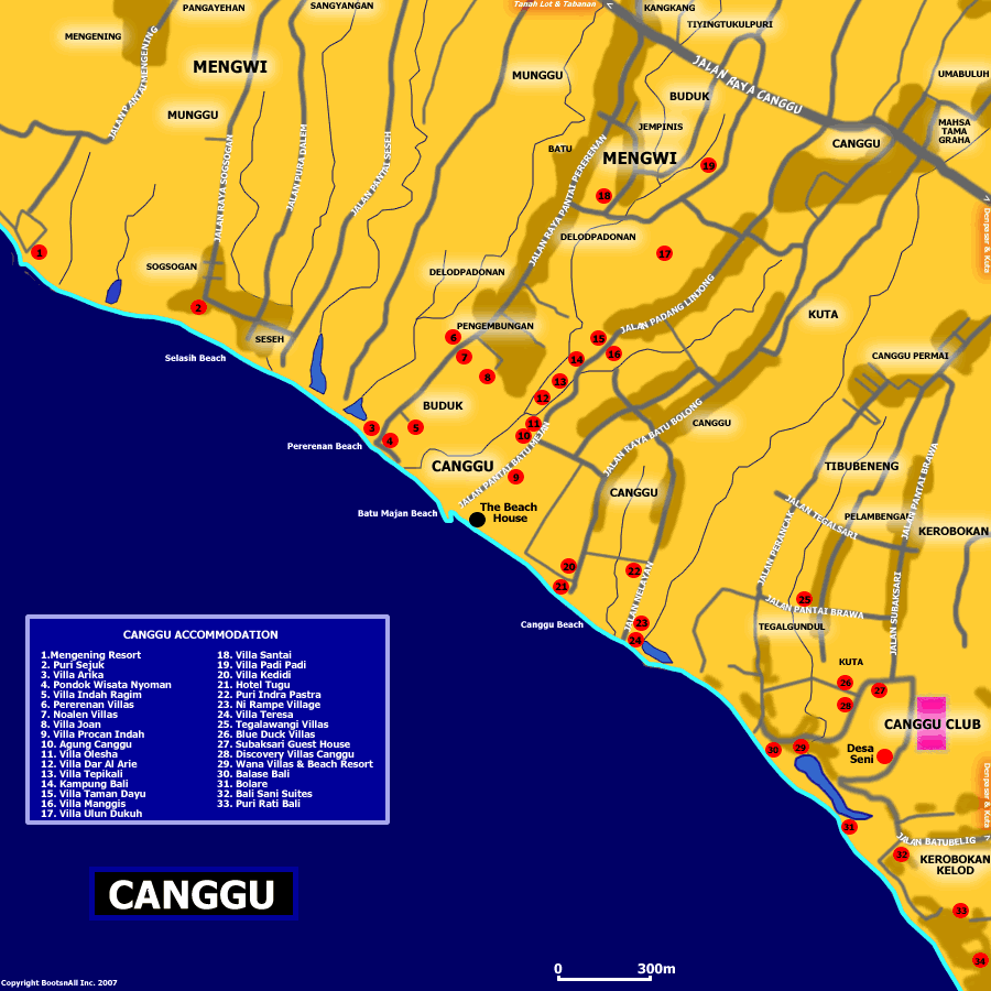 Map Of Canggu Bali Travel Guide