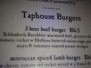taphouse burgers
